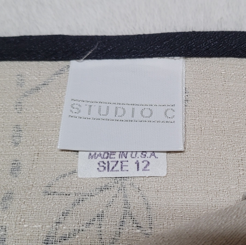 Vintage Studio C Beige Black Patchwork Floral High Rise Midi Wrap Skirt 12 - Picture 12 of 13